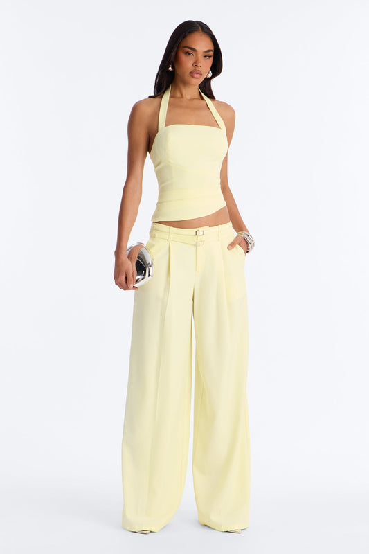 Keila Halter Pant Set - Butter Yellow NEWFASHIONEDGE