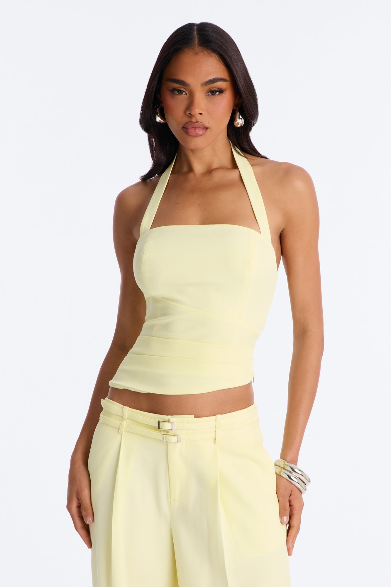 Keila Halter Pant Set - Butter Yellow NEWFASHIONEDGE
