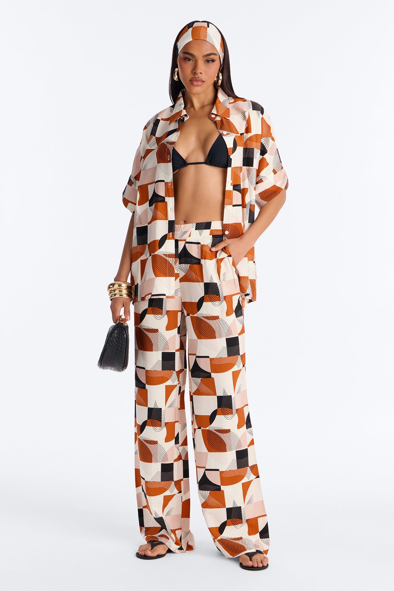Savanna 3 Piece Pant Set - Rust/combo Fashion Nova