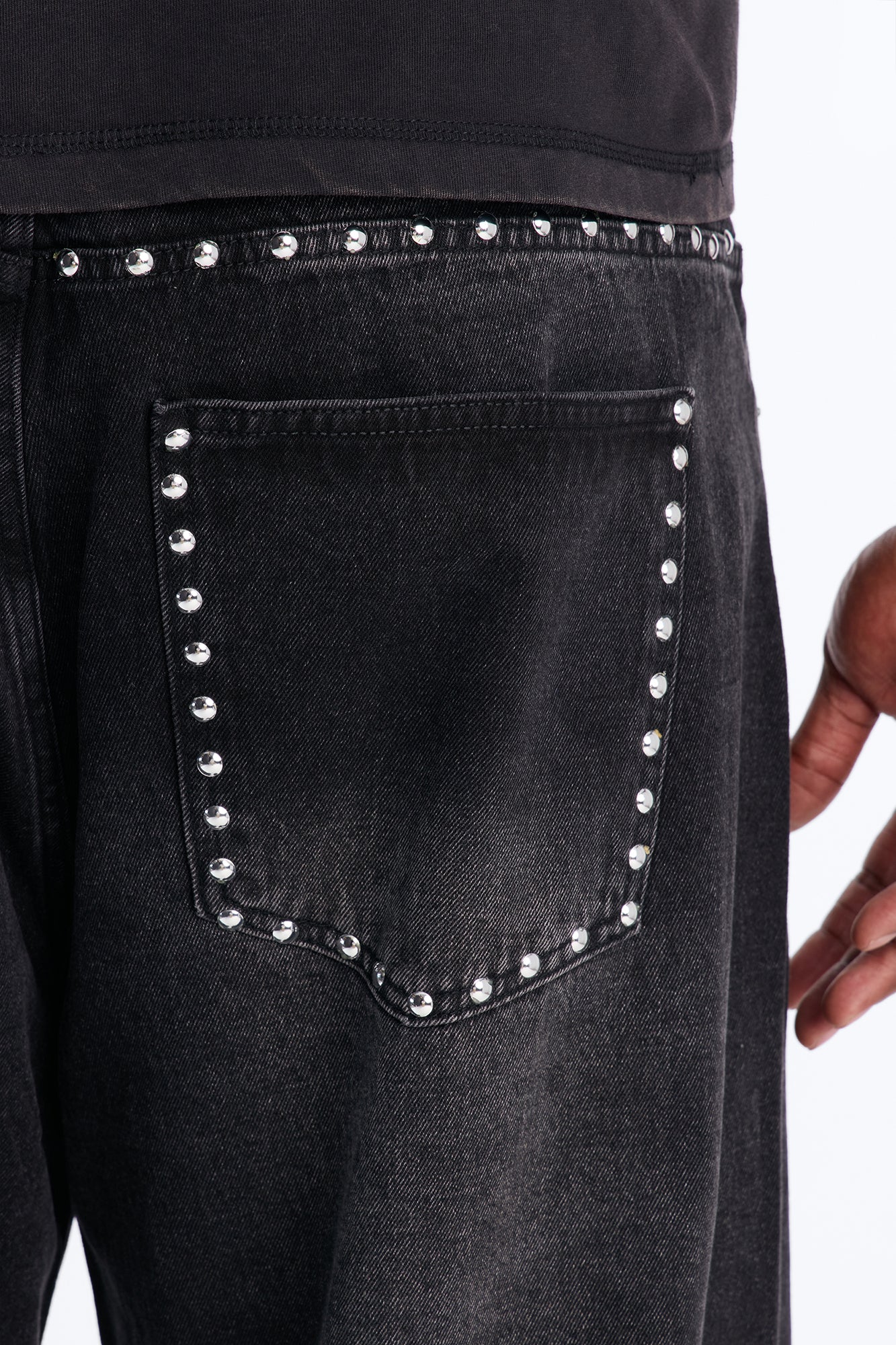Baggy Studded Mayhem Jean - Black Wash