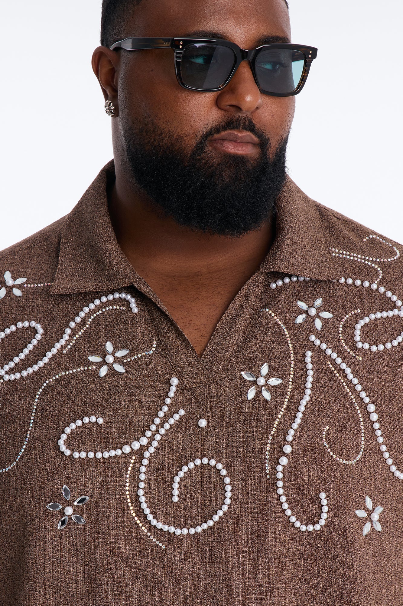Wanderlust Pearl Journey Johnny Collar Polo - Brown