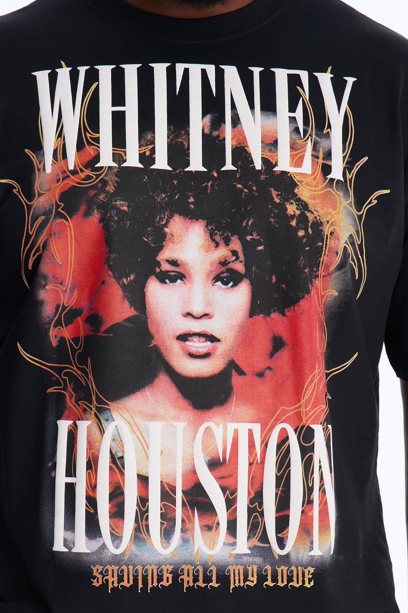 Whitney Houston Saving All My Love Short Sleeve Tee - Black