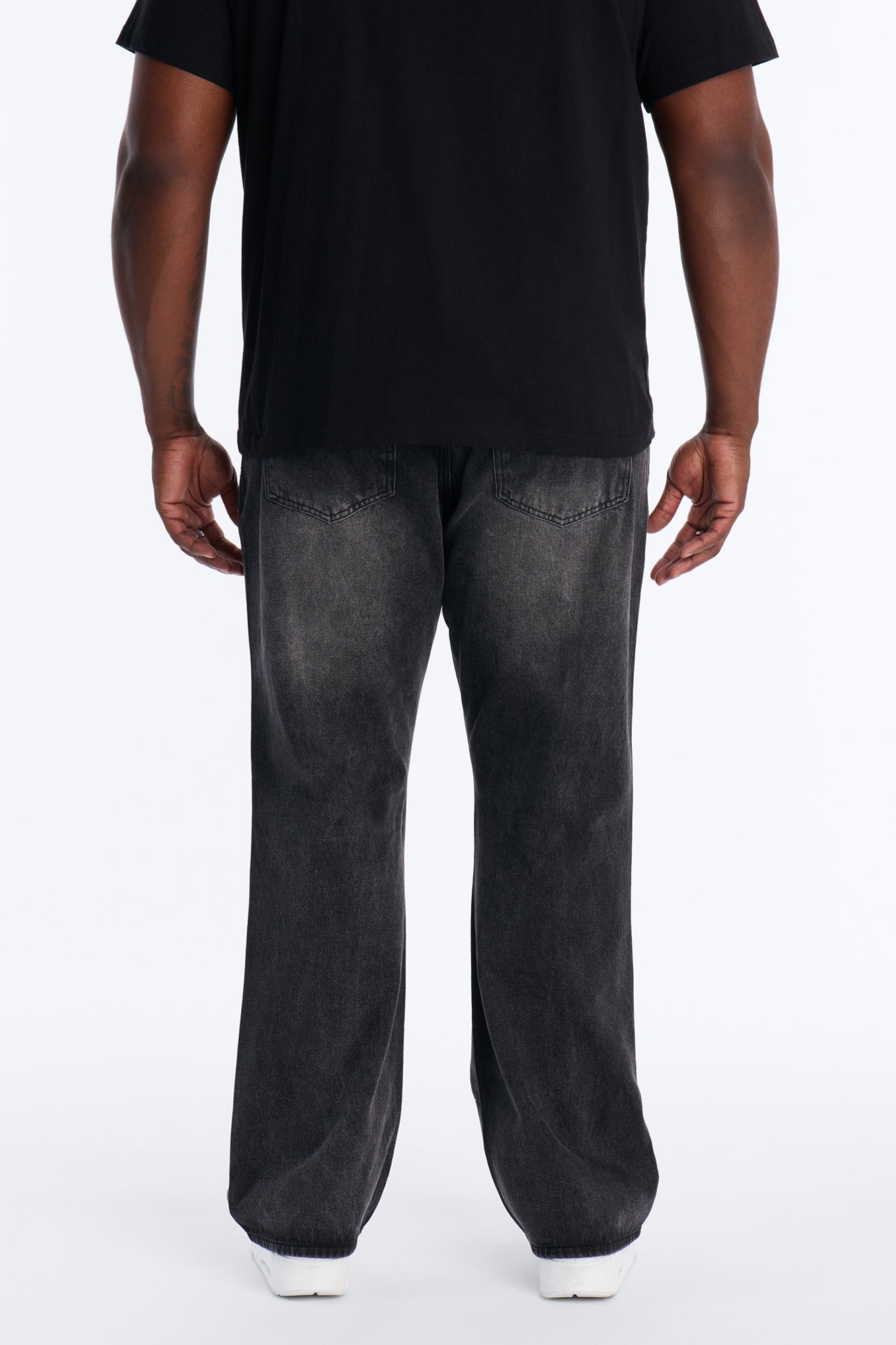Straight Flare Static Drip Jeweled Jean - Black Wash