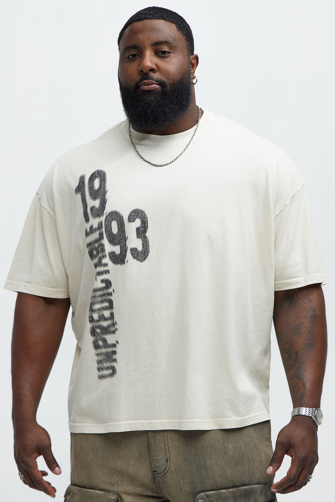 Unpredictable 1993 Oversized Short Sleeve Tee - Cream
