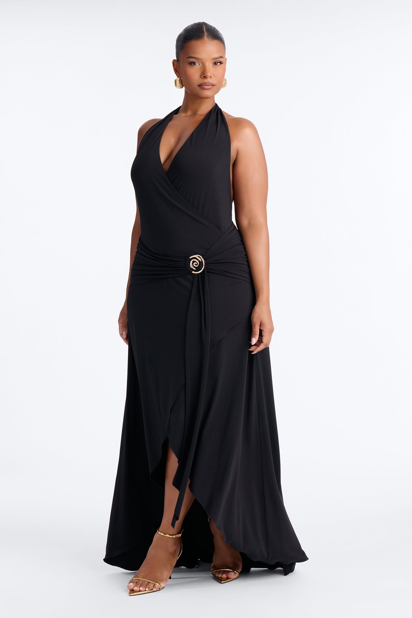 Astrid Asymmetrical Maxi Dress - Black NEWFASHIONEDGE