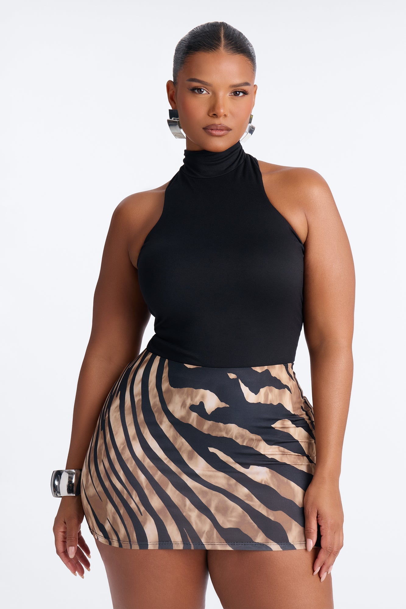 Simple Girl Mock Neck Sleeveless Bodysuit - Black NEWFASHIONEDGE