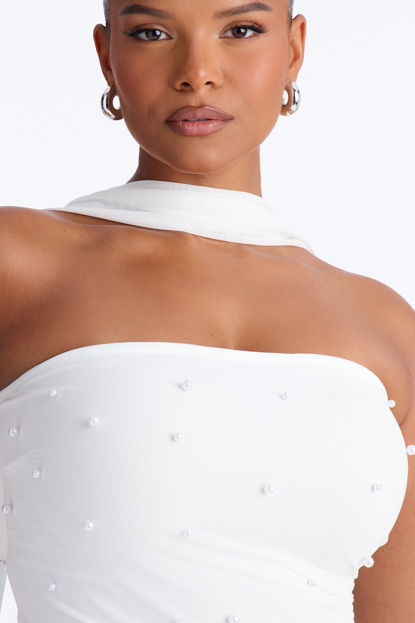 Astrid Strapless Mesh Mini Dress - White Fashion Nova