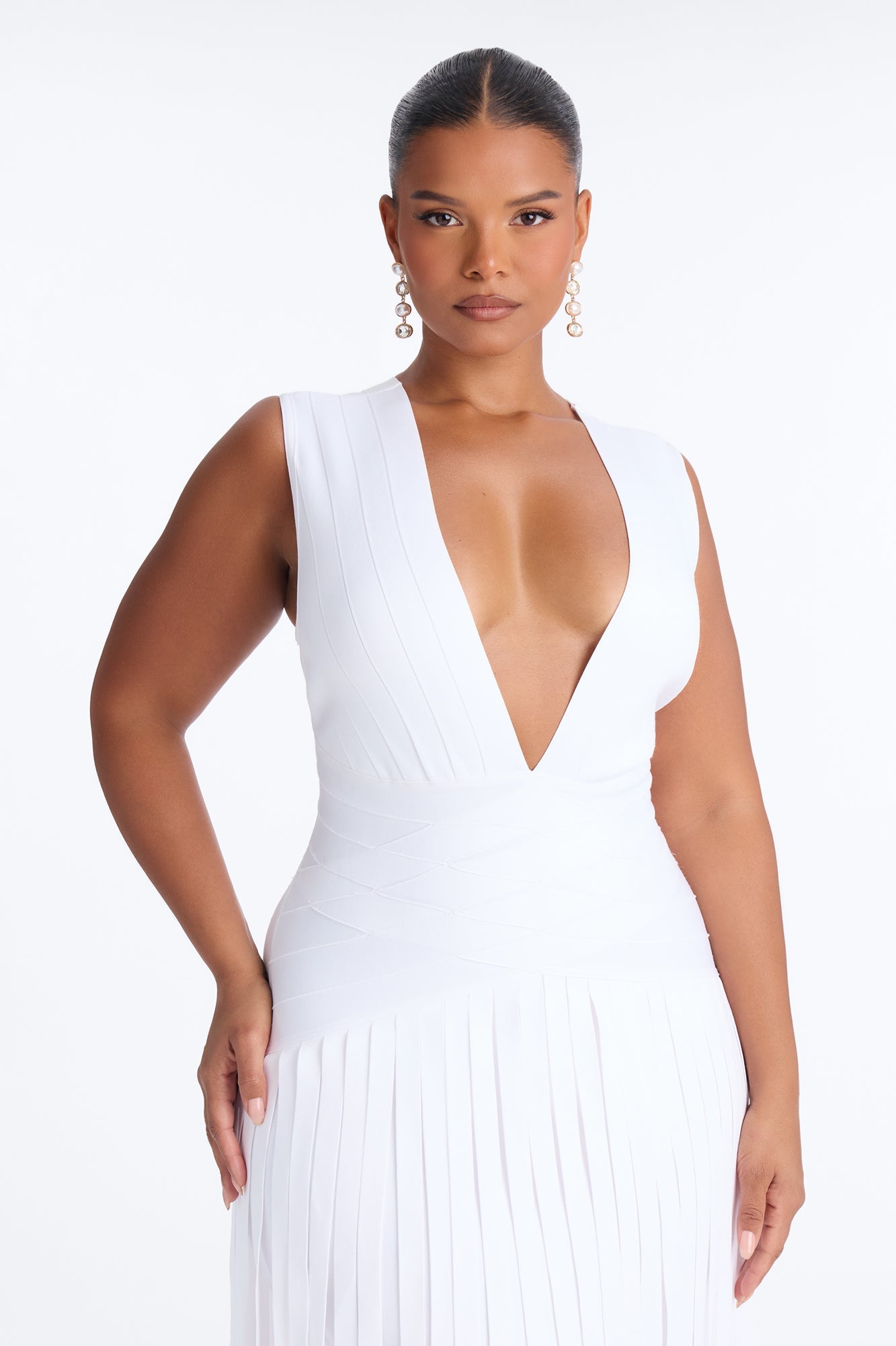 Alliana Bandage Fringe Maxi Dress - White
