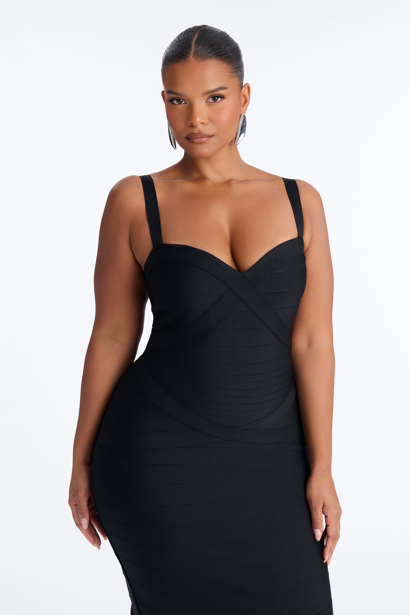 Eden Bandage Midi Dress - Black