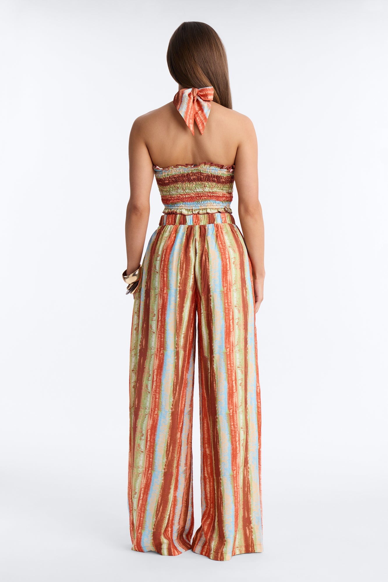 Taryn Smocked Top Wide Leg Pant Set - Rust/combo Fashion Nova