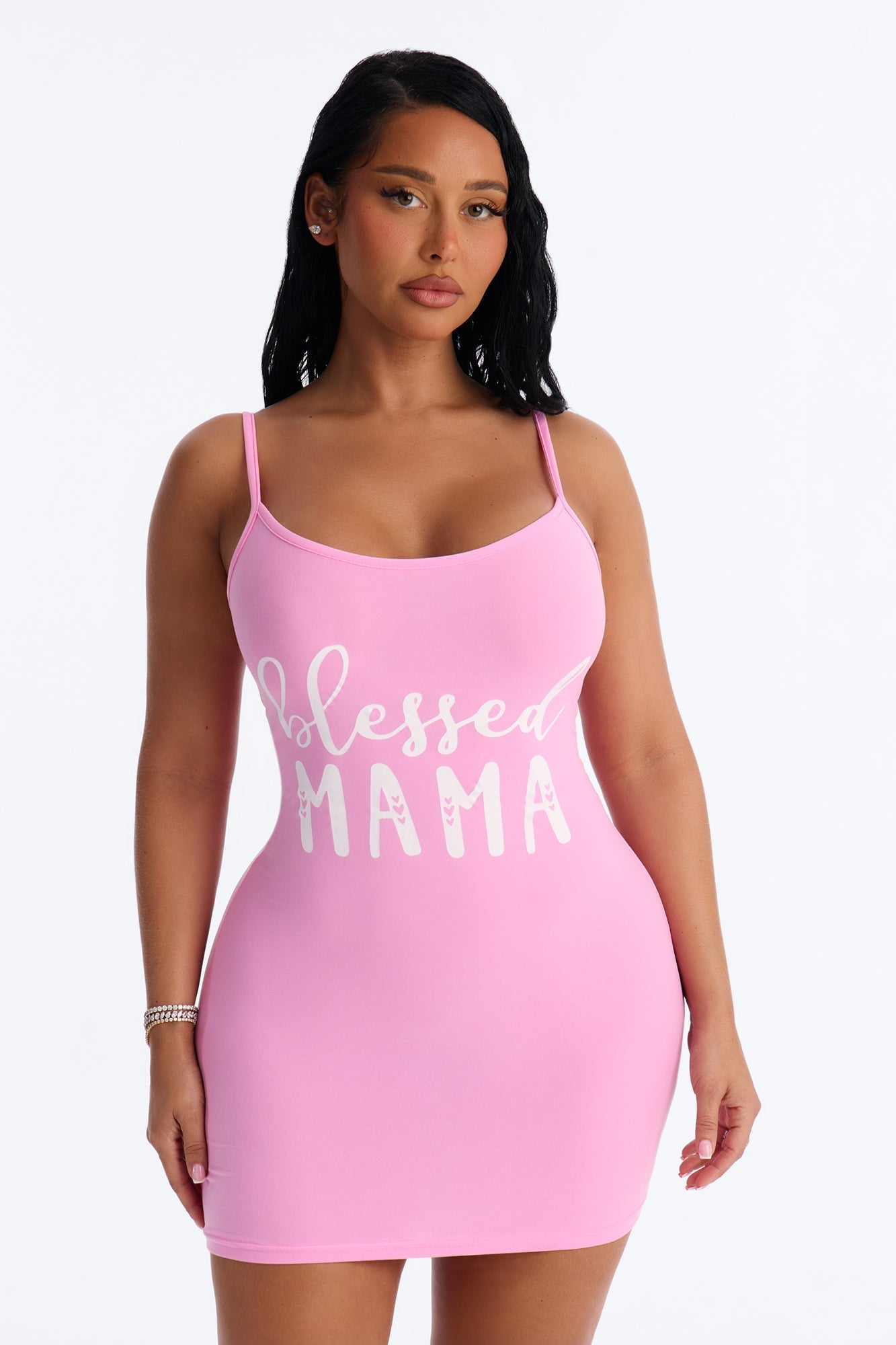 Mama Is Blessed PJ Sleep Dress - Pink/combo NEWFASHIONEDGE