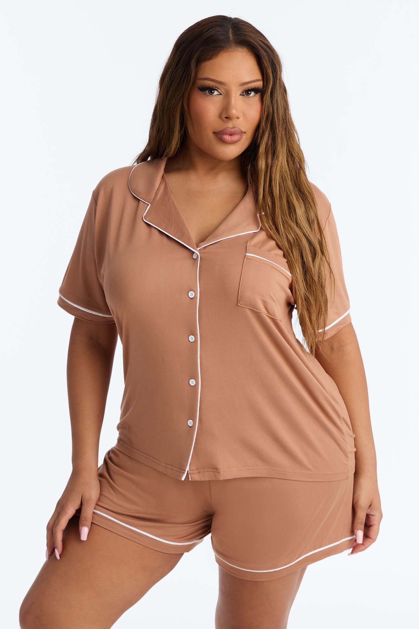 Ready For Bed PJ Short Set - Mocha