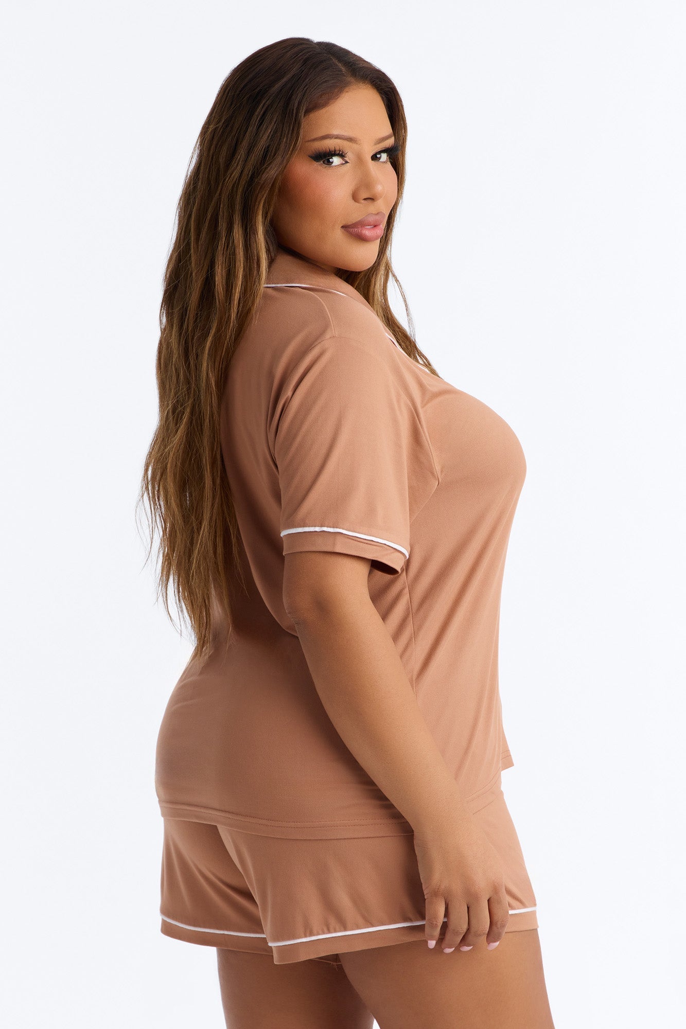 Ready For Bed PJ Short Set - Mocha