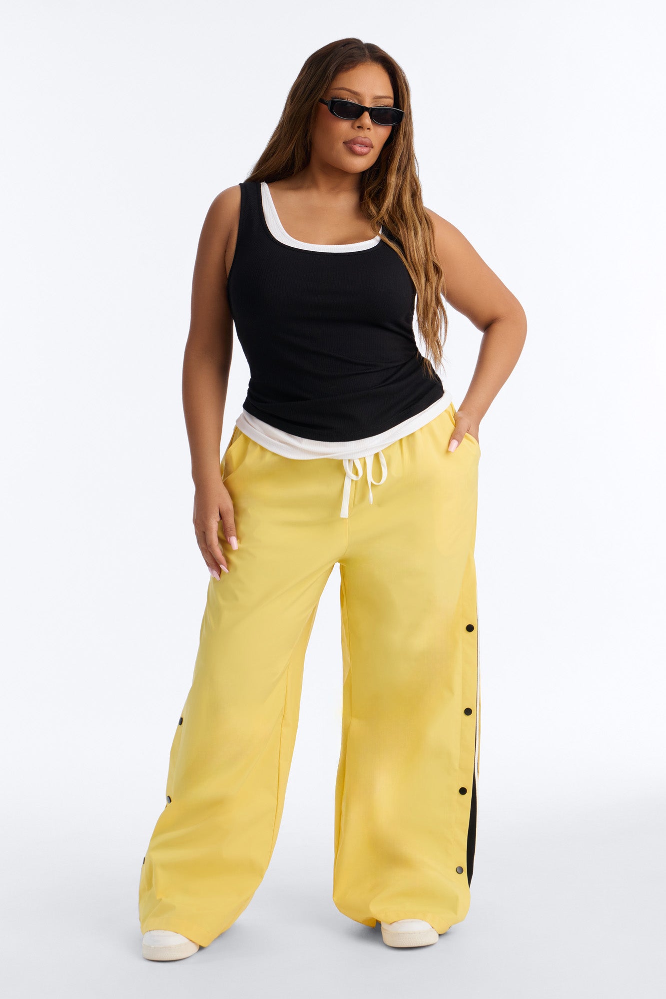Jennie Snap Button Track Pant - Yellow NEWFASHIONEDGE