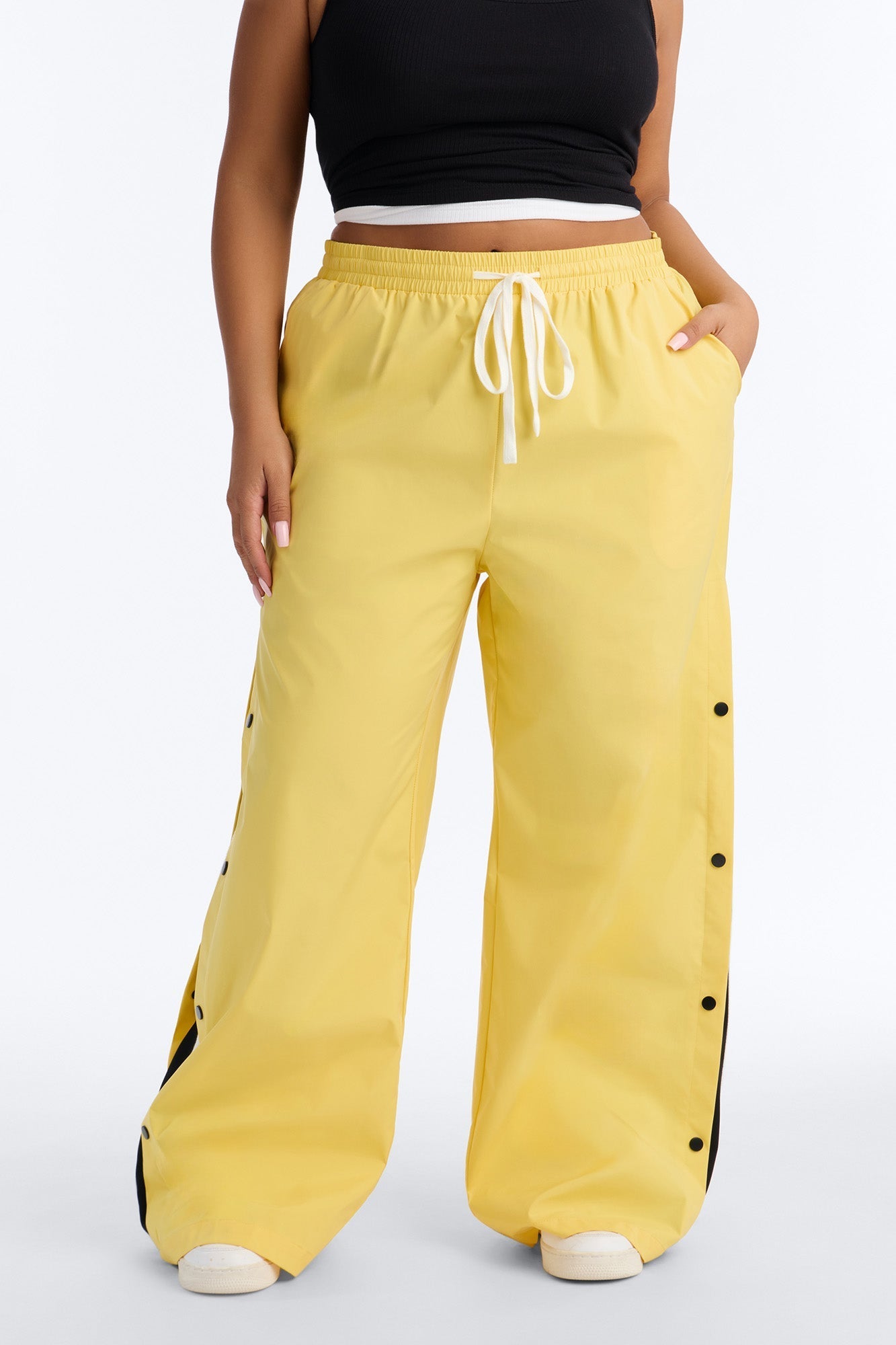Jennie Snap Button Track Pant - Yellow NEWFASHIONEDGE