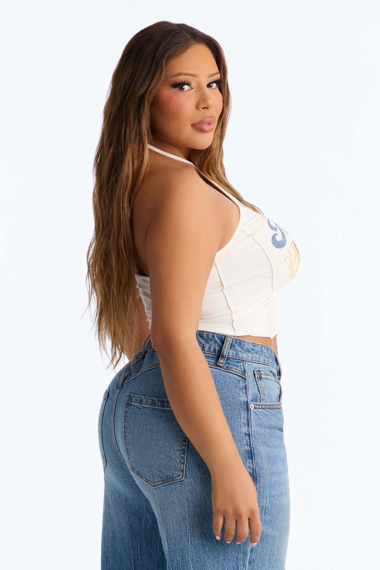 Midwest Cropped Halter Top - White NEWFASHIONEDGE