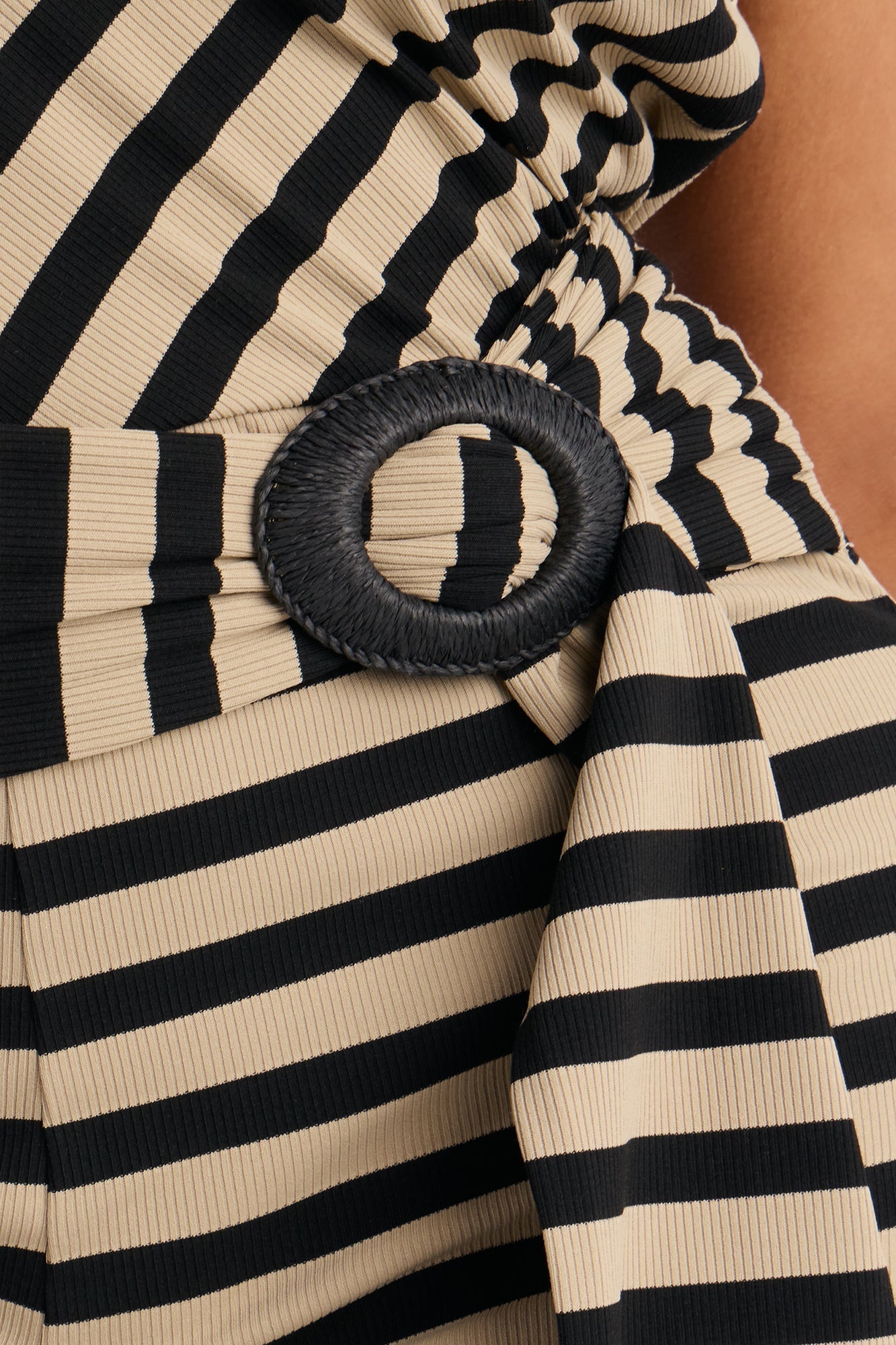 Celia Striped Off Shoulder Micro Romper - Black/combo NEWFASHIONEDGE
