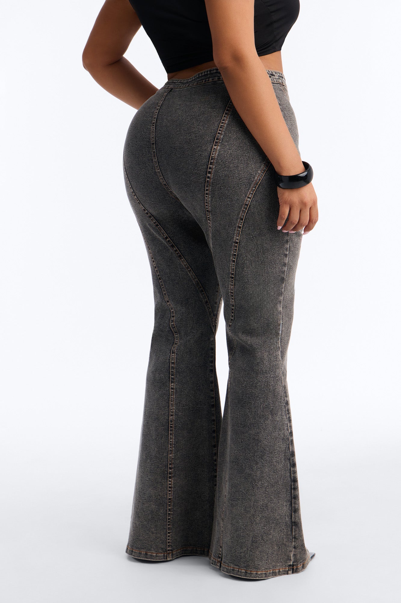 Run this Town Lace Up Washed Flared Pant - Black