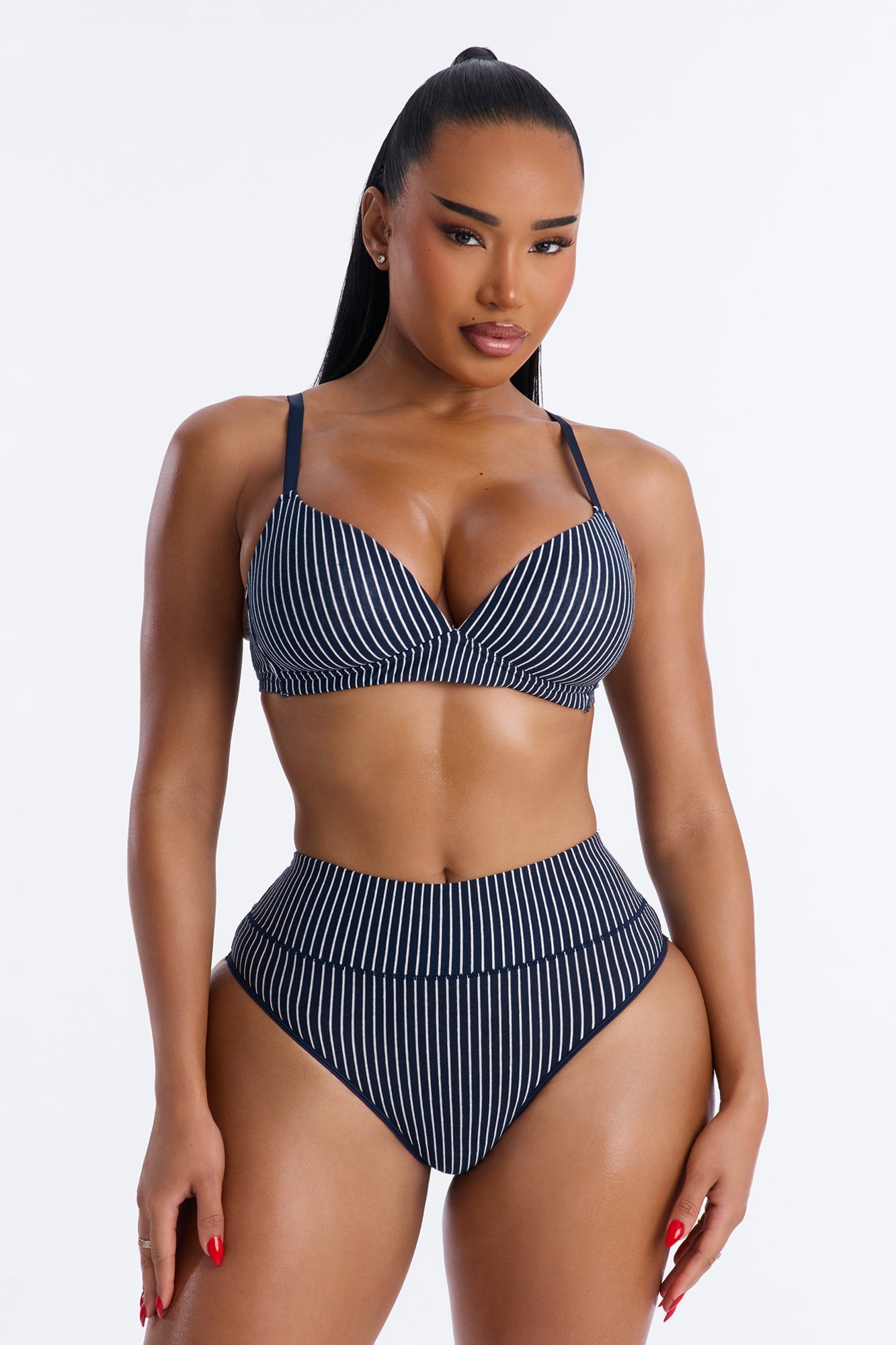 Cotton Stretch Comfort High Waisted Hipster Panty - Blue
