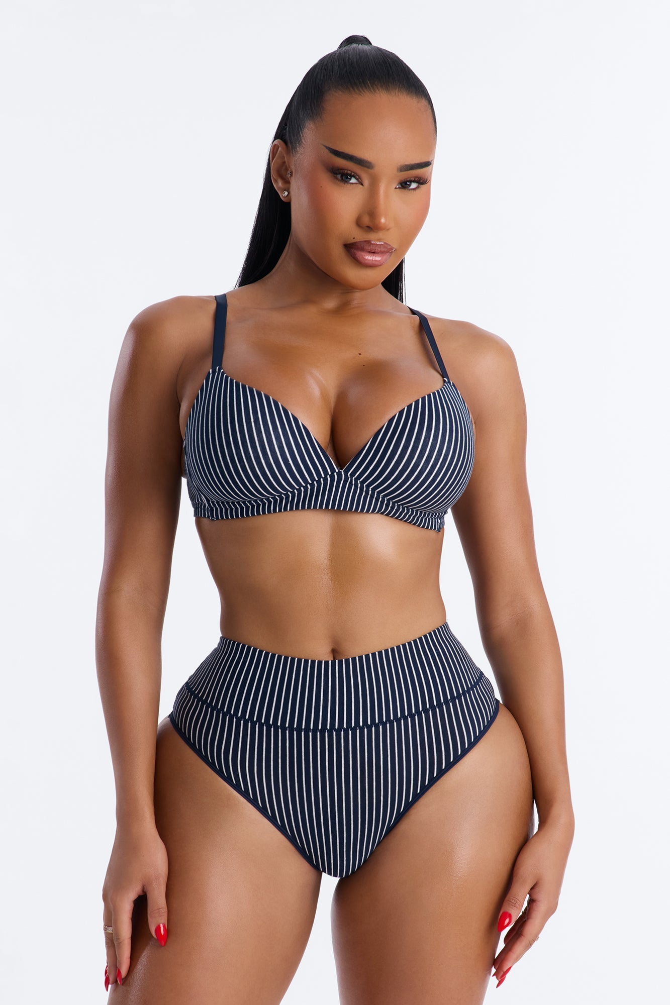 Cotton Stretch Comfort High Waisted Hipster Panty - Blue