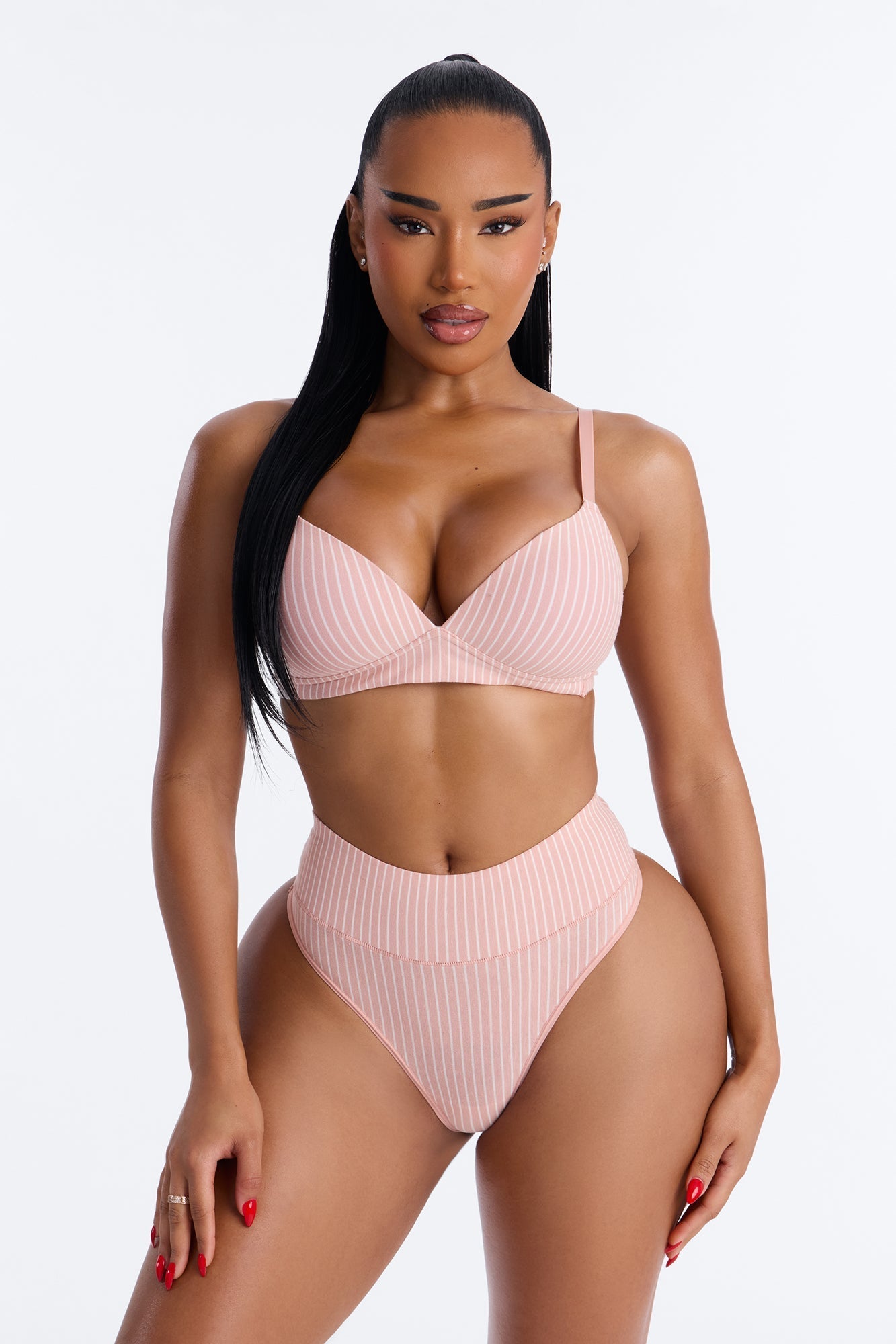 Cotton Stretch Comfort High Waist Thong - Rose