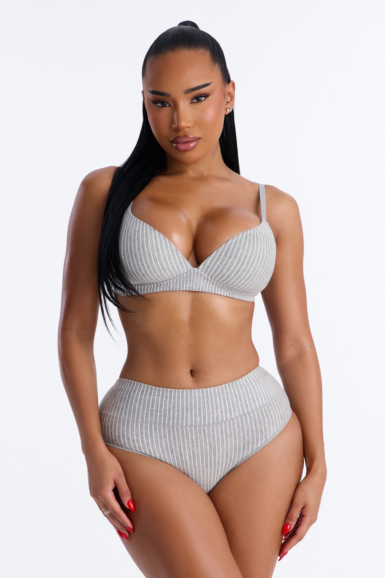 Cotton Stretch Comfort High Waisted Hipster Panty - Grey