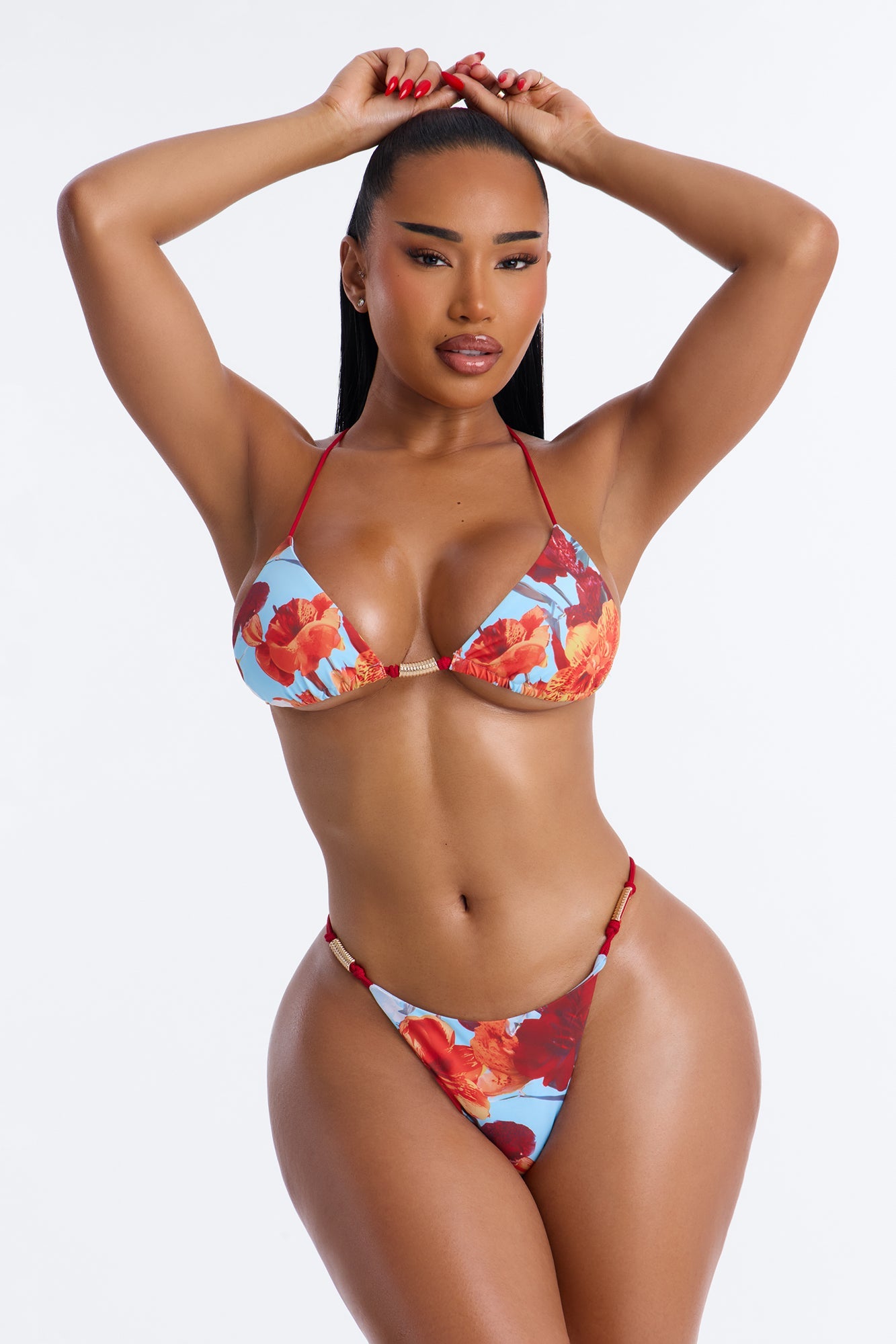 Summer Time Fine Triangle Bikini Set - Multi Color