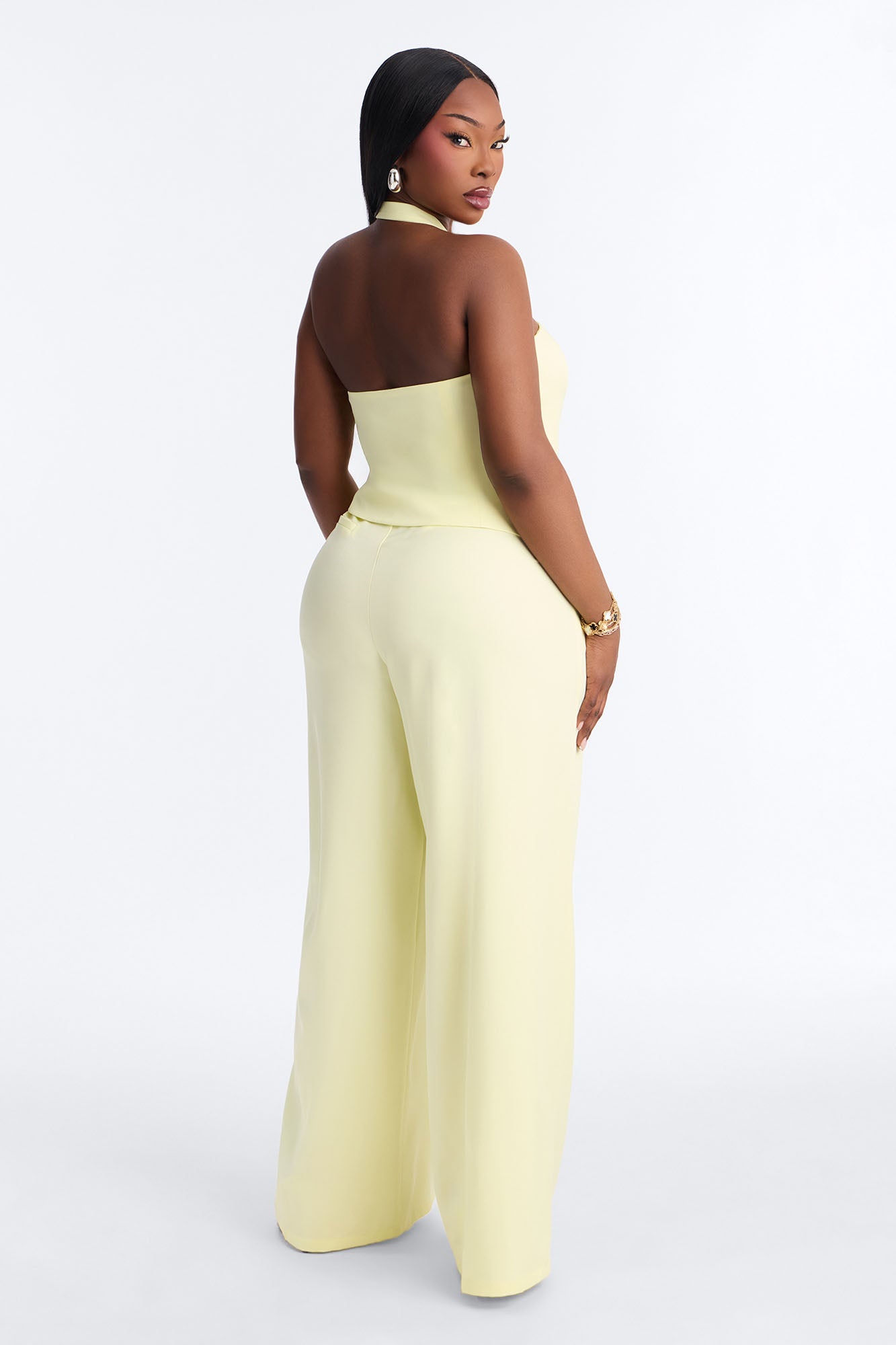 Keila Halter Pant Set - Butter Yellow NEWFASHIONEDGE
