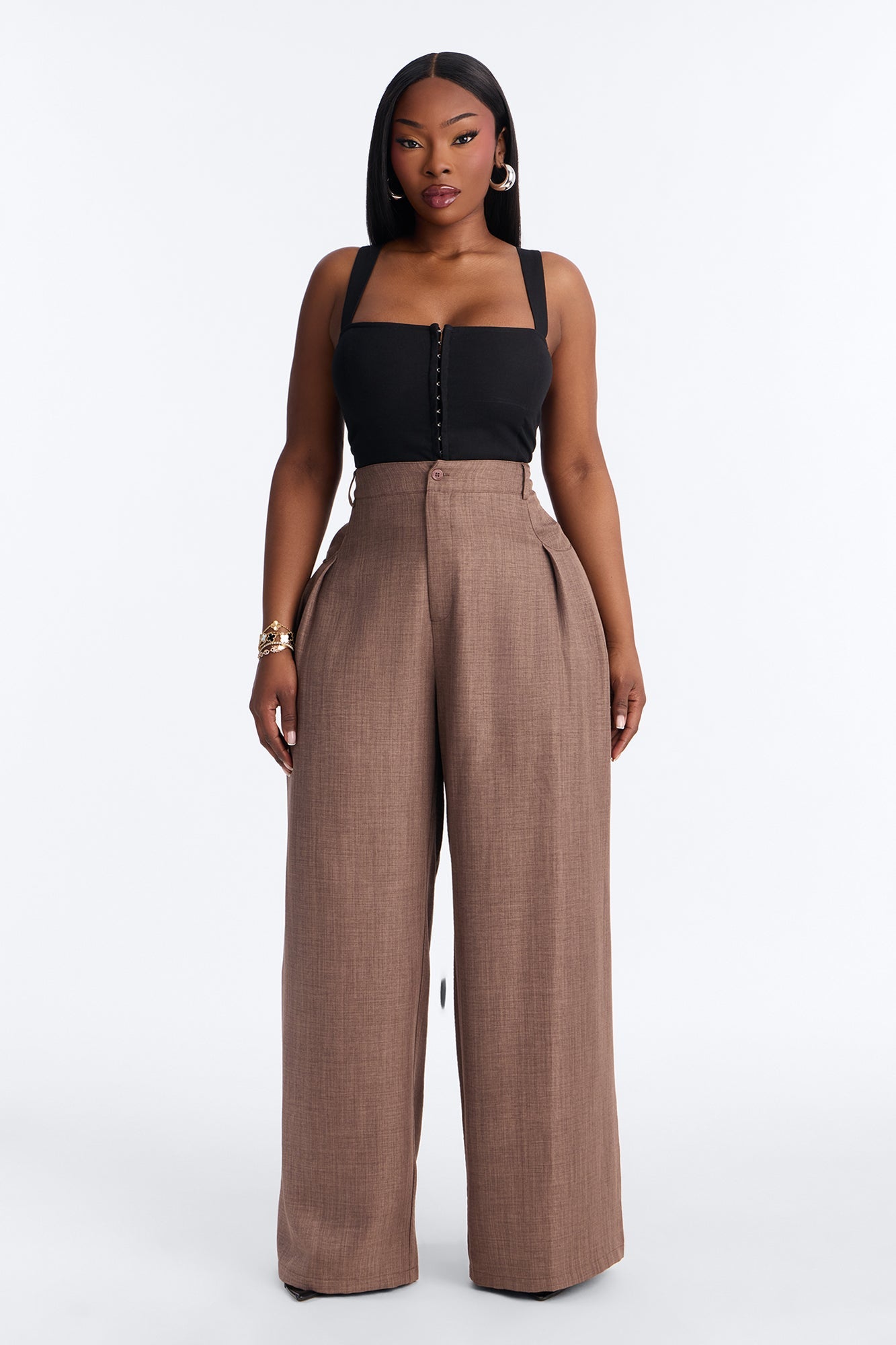 Matson Wide Leg Trouser - Caffe NEWFASHIONEDGE