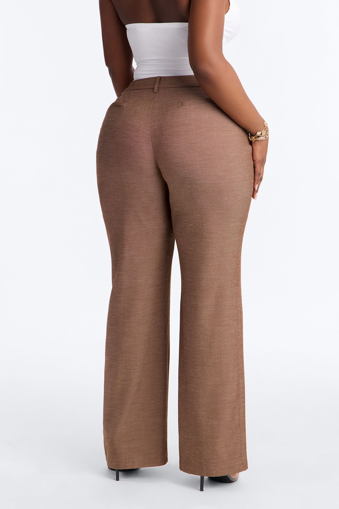Stacy Low Rise Straight Leg Linen Trouser - Brown NEWFASHIONEDGE
