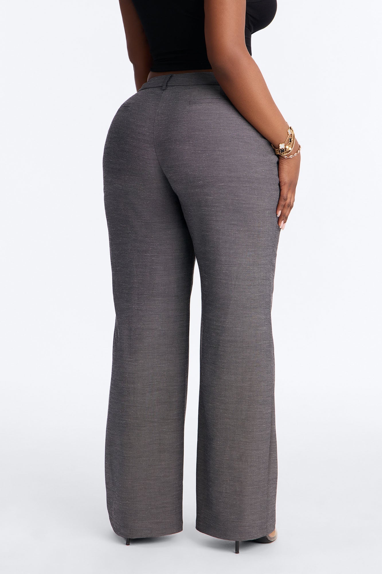 Stacy Low Rise Straight Leg Linen Trouser - Black