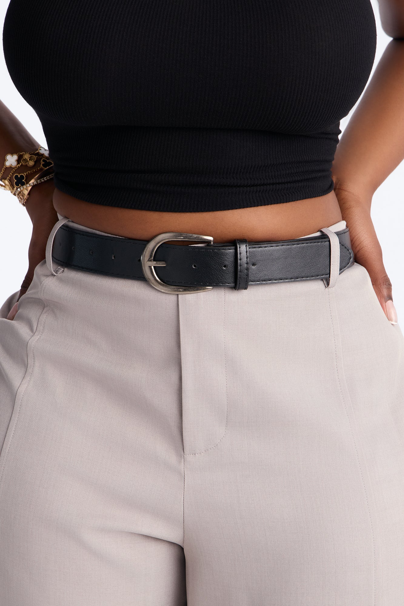 Maple Barrel Leg Belted Trouser - Grey