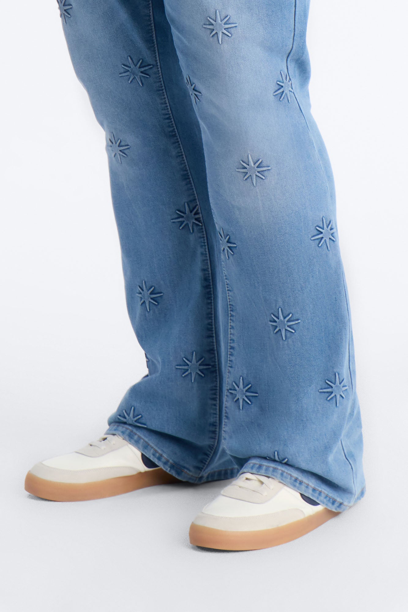Stacked Slim Flare Embossed Supernova Jeans - Medium Blue Wash