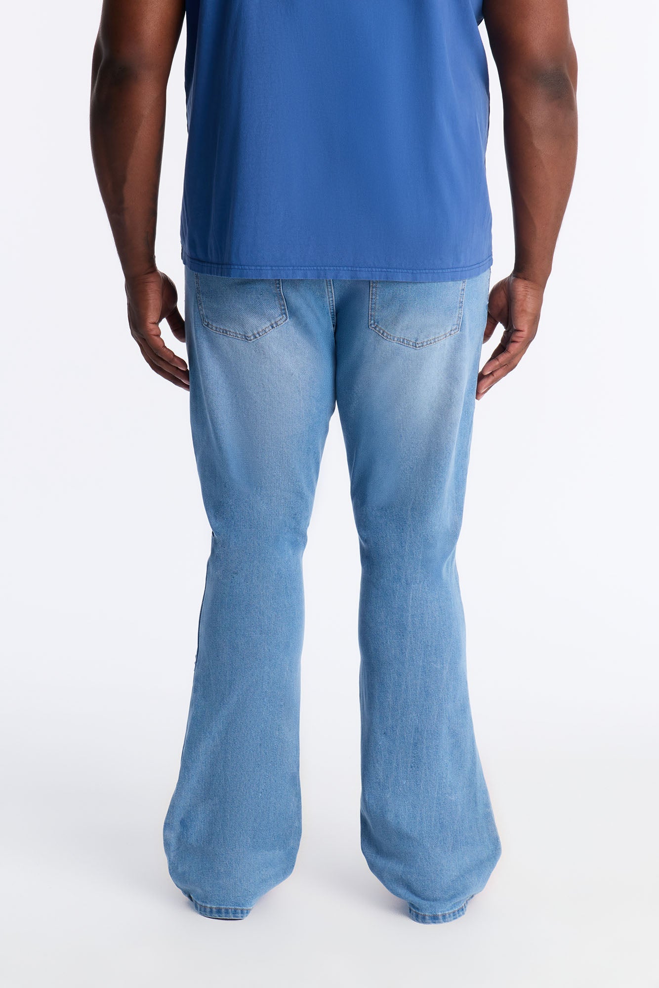 Stacked Slim Flare Embossed Supernova Jeans - Medium Blue Wash
