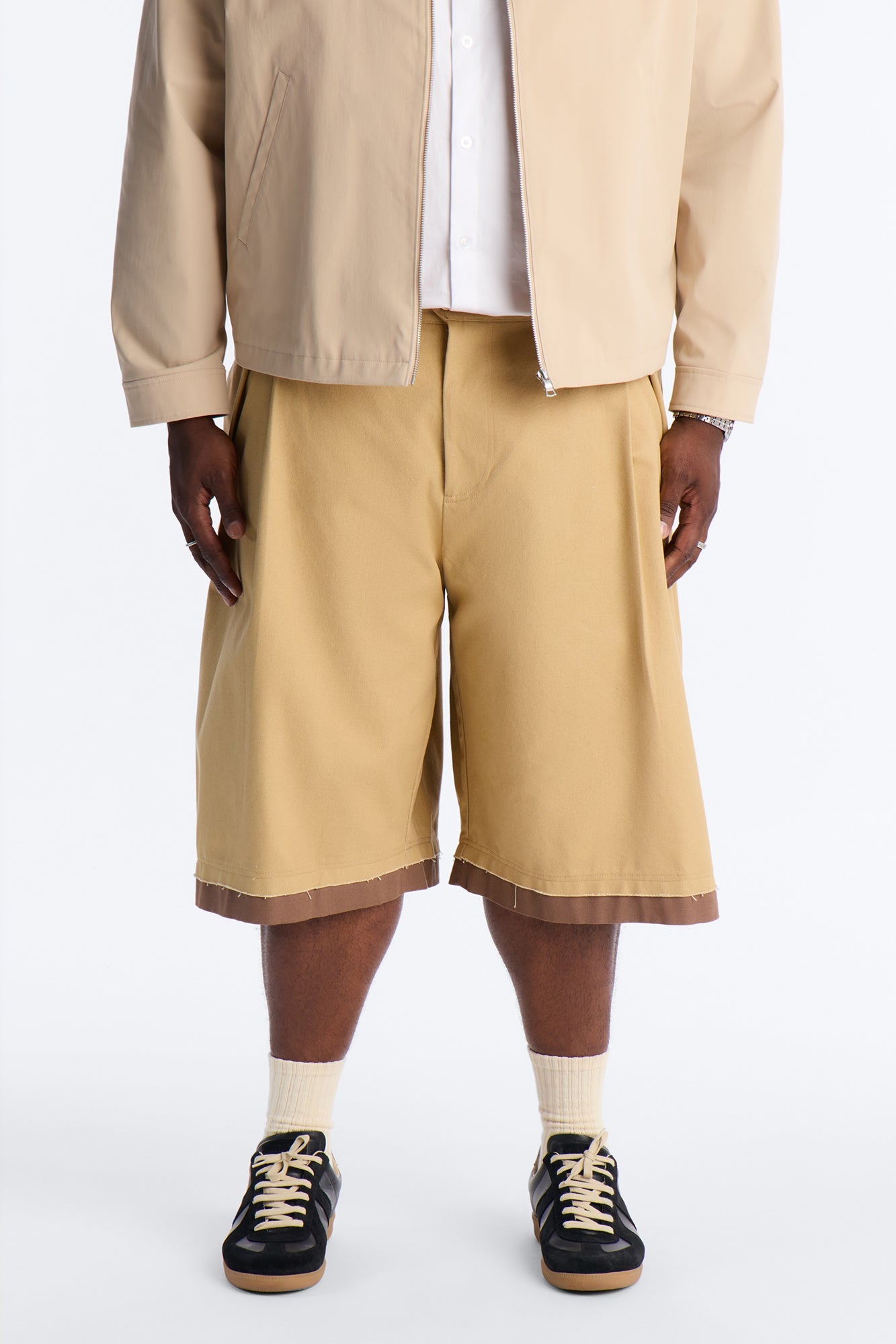 Baggy Pleated Milano Short - Tan