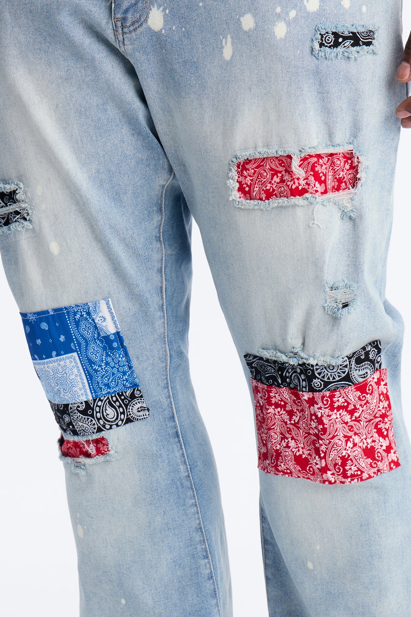 Stacked Skinny Flare Paisley Jungle Jean - Medium Blue Wash