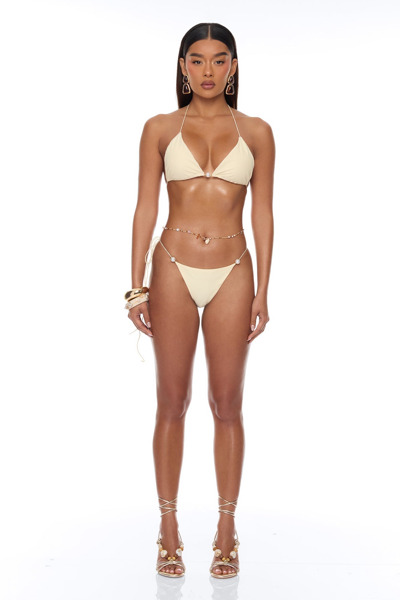 Quinn Pearl 3 Piece Bikini Set - Butter Yellow NEWFASHIONEDGE