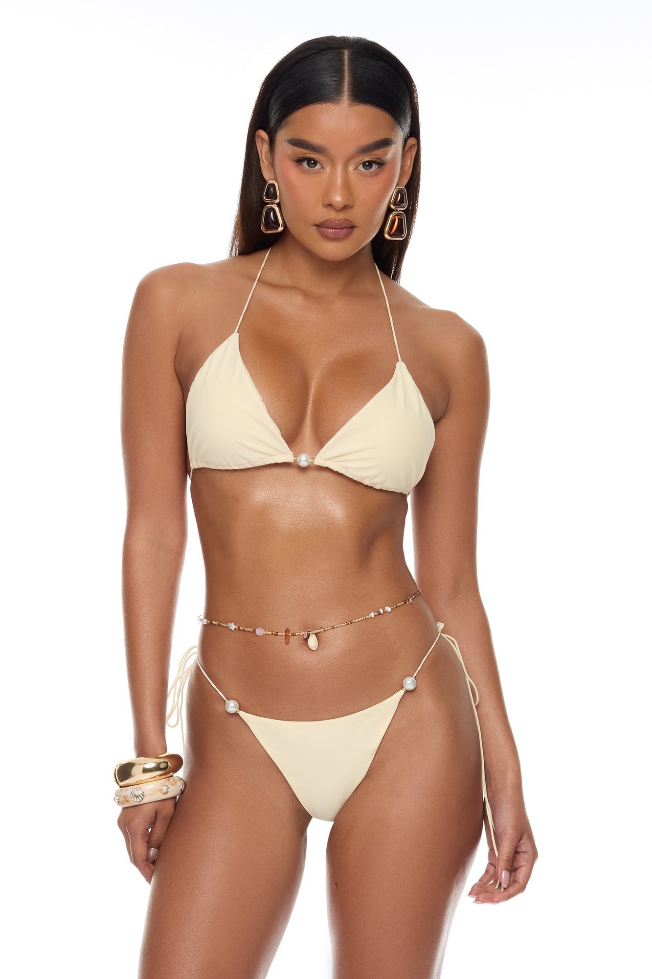 Quinn Pearl 3 Piece Bikini Set - Butter Yellow NEWFASHIONEDGE