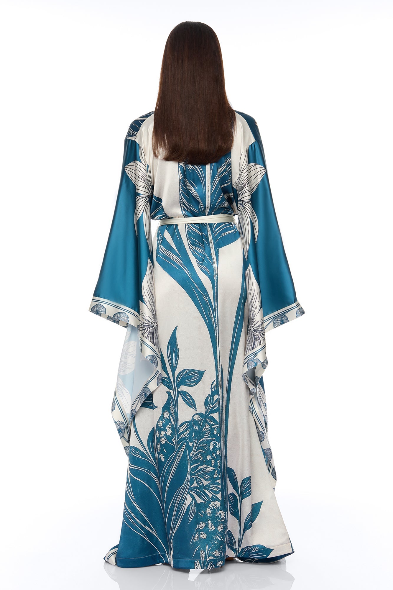 Junie Bell Sleeve Satin Kimono - Teal/combo