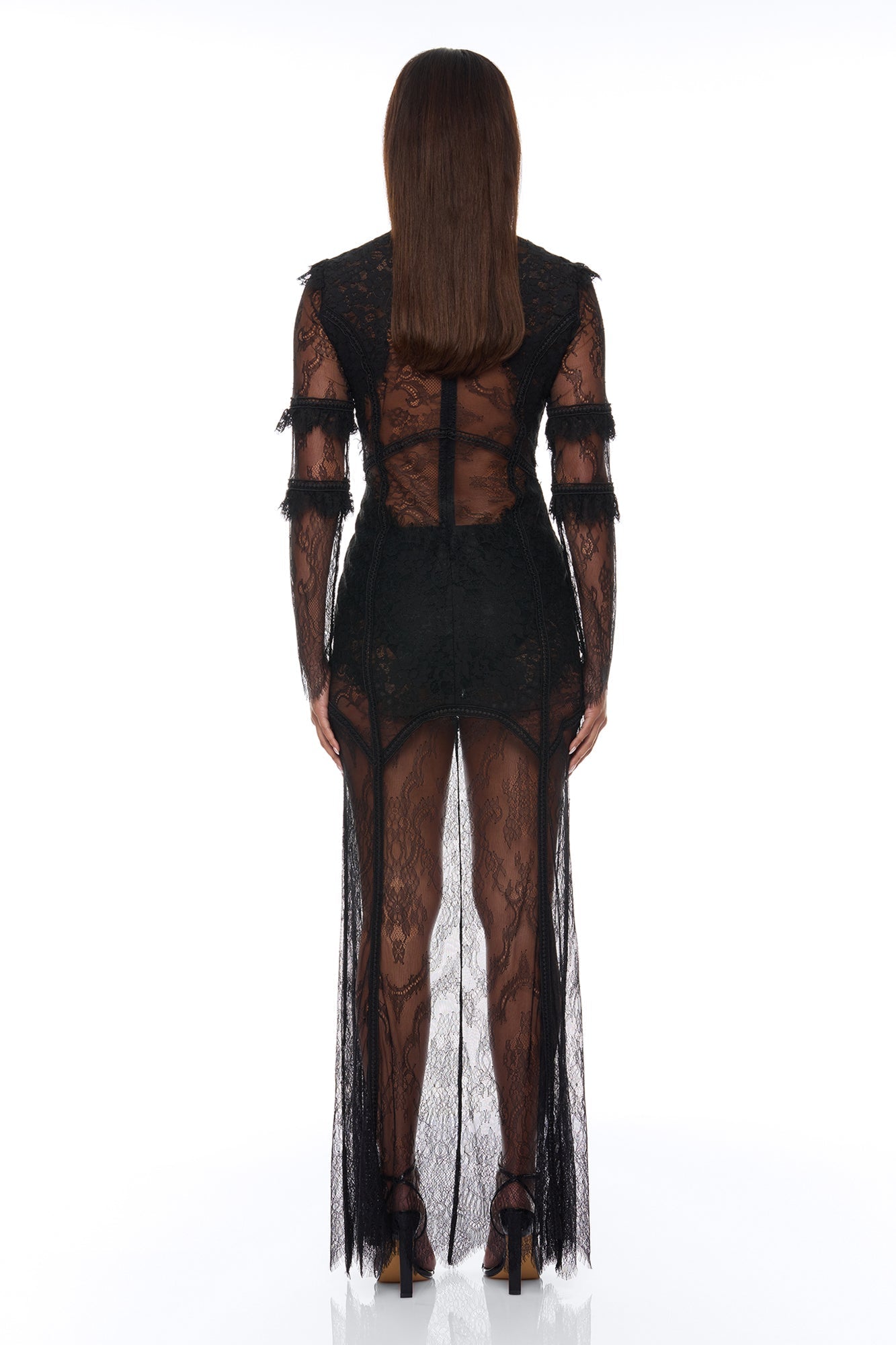 Lana Sheer Lace Maxi Dress - Black