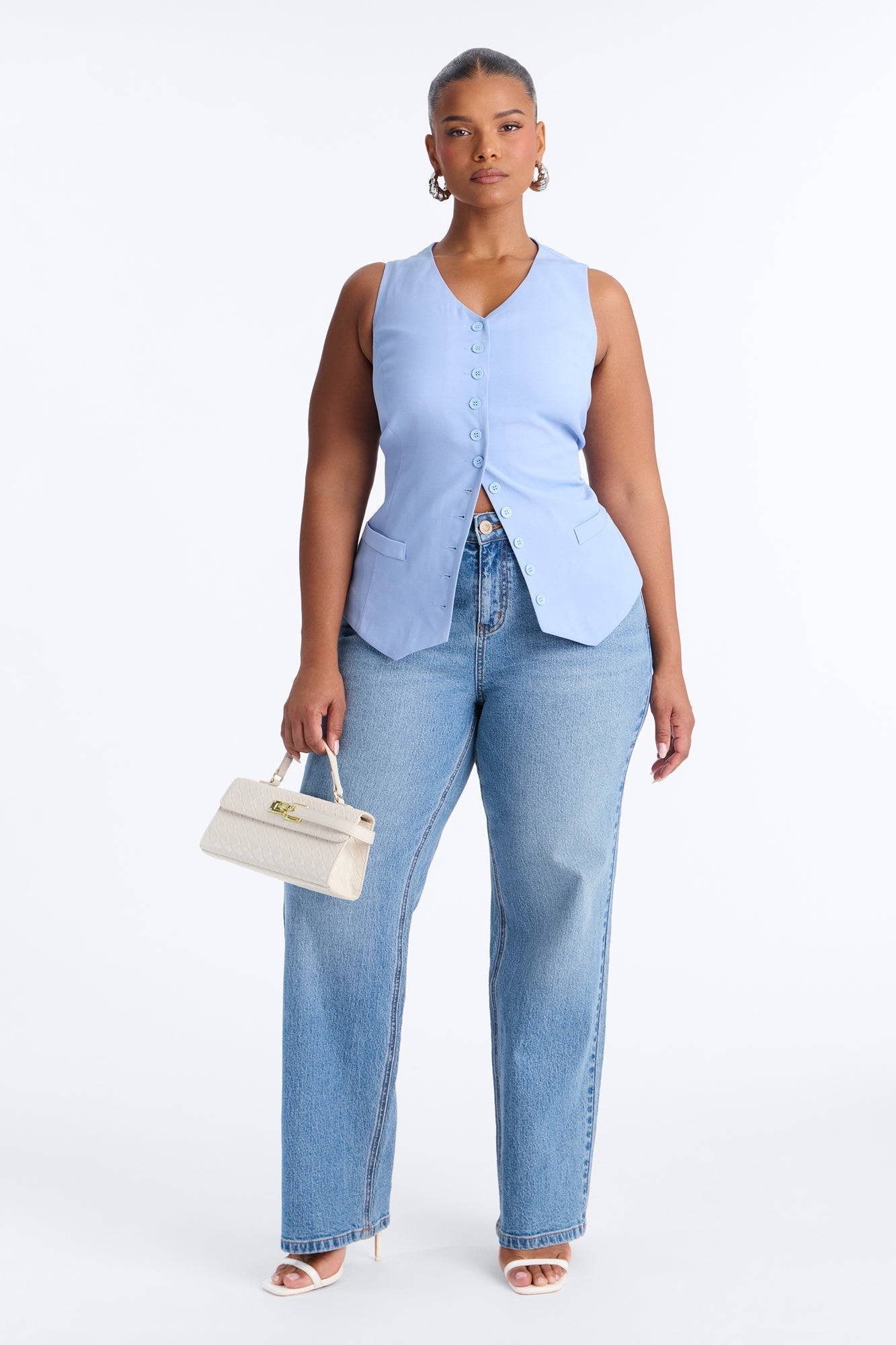 Brooklyn Babe Vest Top - Dusty Blue