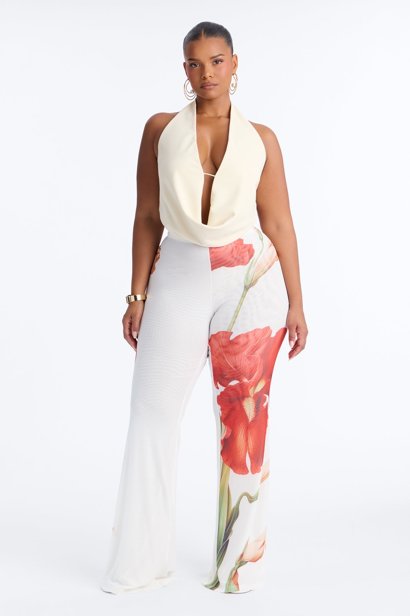 Taylor Double Mesh Skinny Flare Pant - White/combo NEWFASHIONEDGE