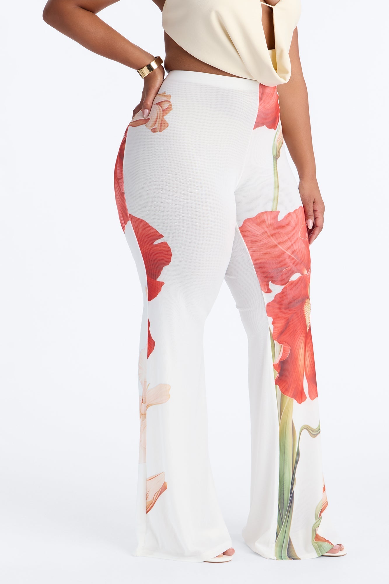 Taylor Double Mesh Skinny Flare Pant - White/combo NEWFASHIONEDGE