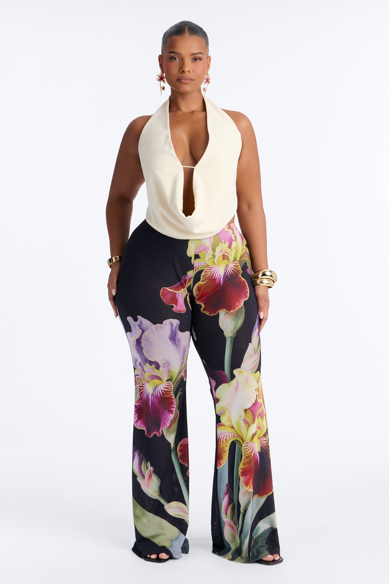 Taylor Double Mesh Skinny Flare Pant - Black/combo NEWFASHIONEDGE