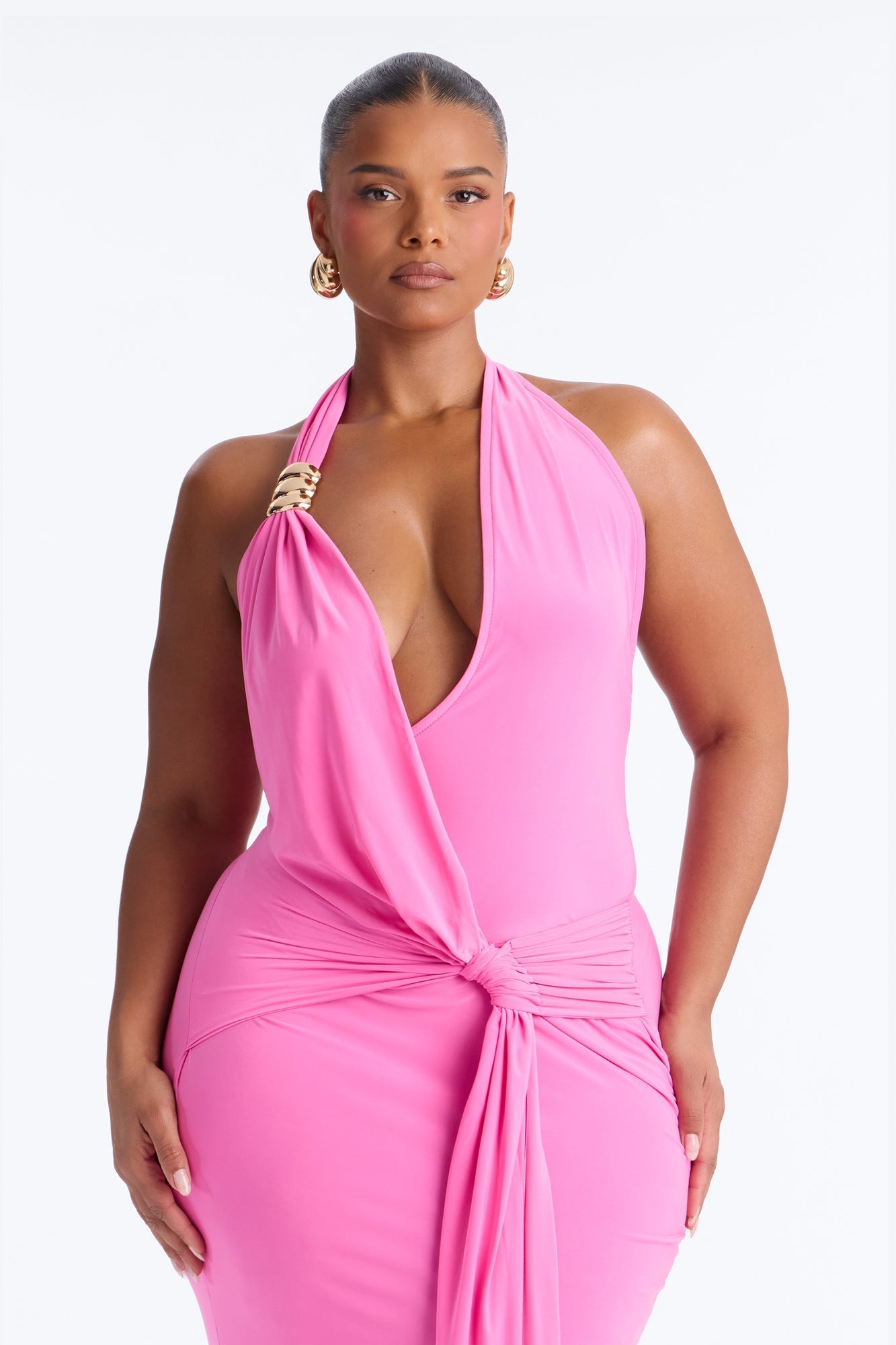 Delia Halter Backless Maxi Dress - Pink NEWFASHIONEDGE