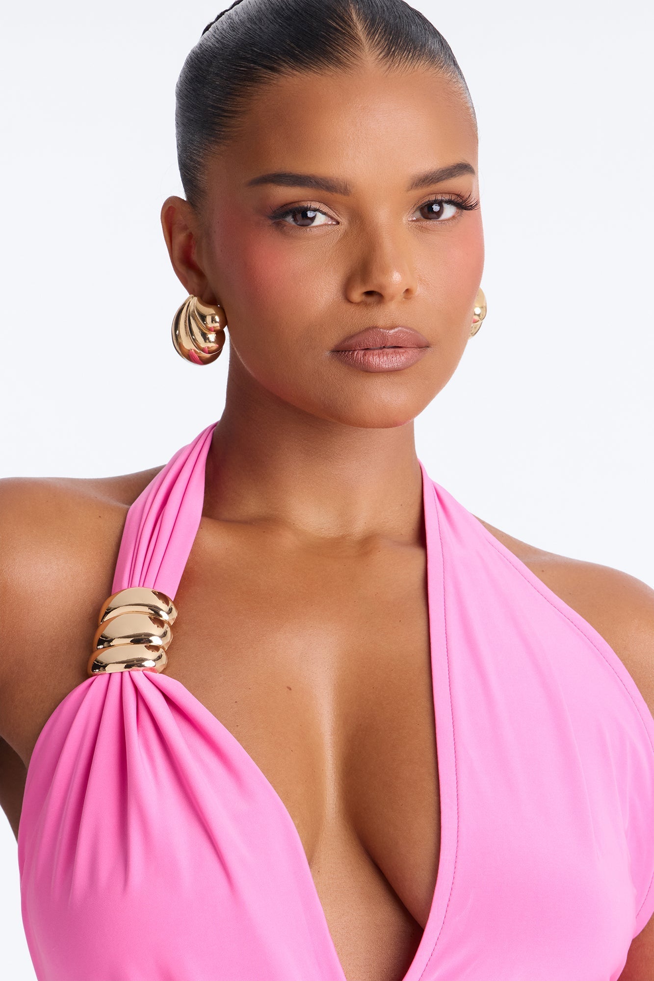 Delia Halter Backless Maxi Dress - Pink NEWFASHIONEDGE