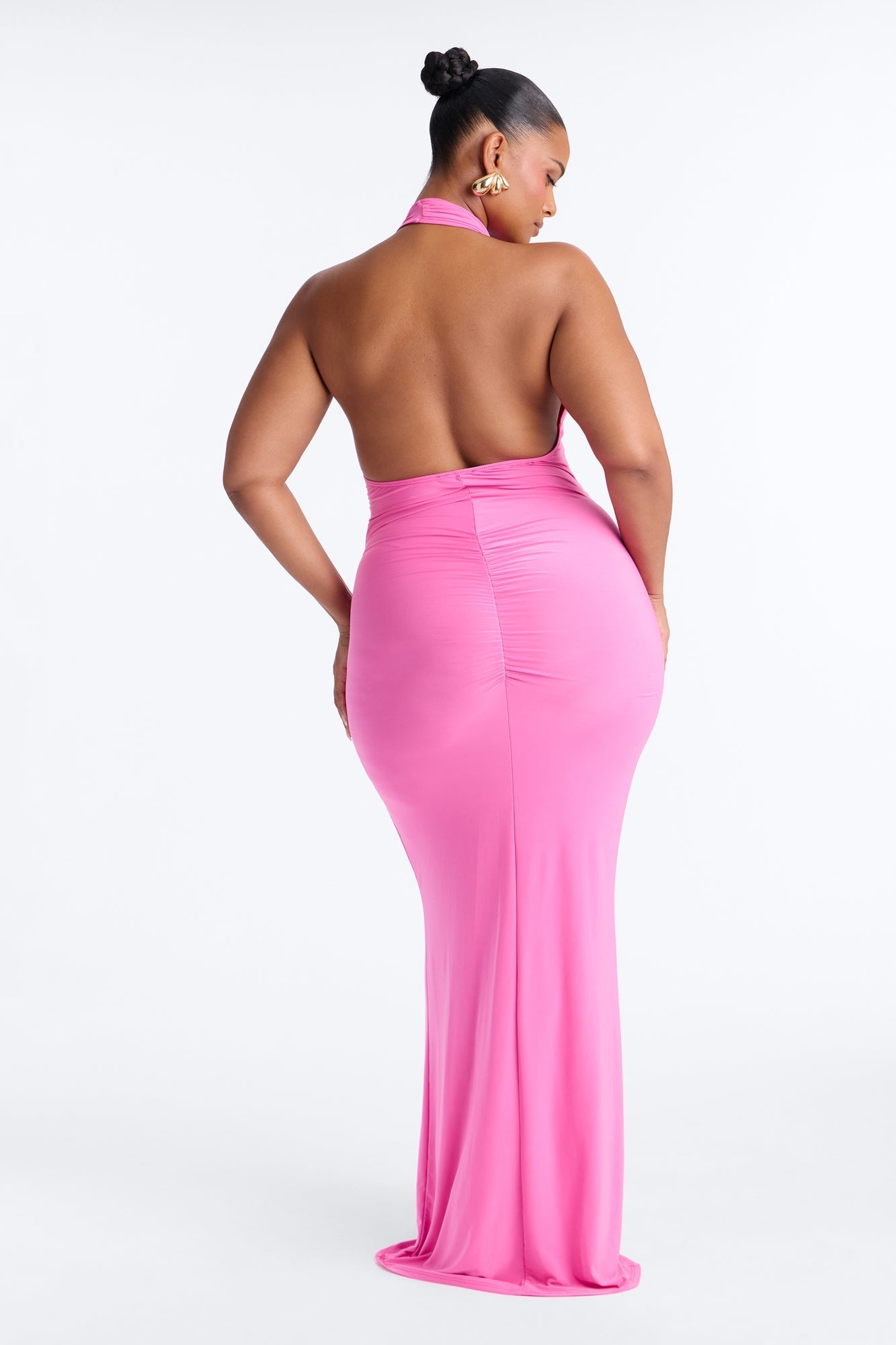 Delia Halter Backless Maxi Dress - Pink NEWFASHIONEDGE