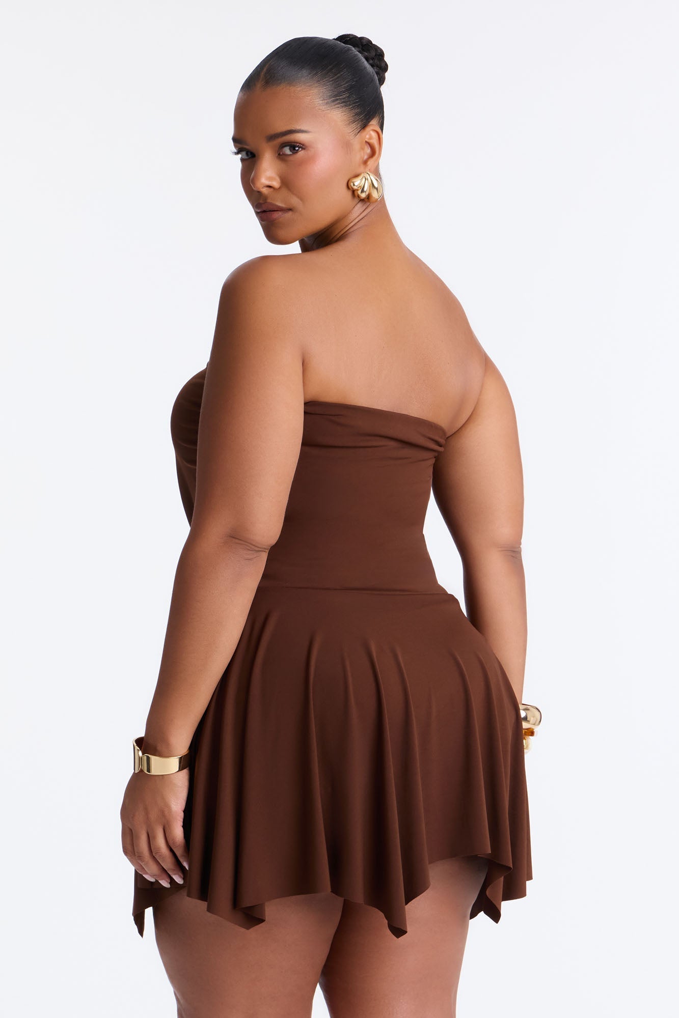Mimi Strapless Micro Mini Dress - Chocolate NEWFASHIONEDGE