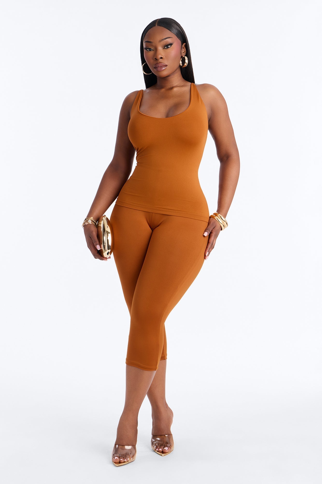 Contour Double Lined Capri Pant - Copper NEWFASHIONEDGE
