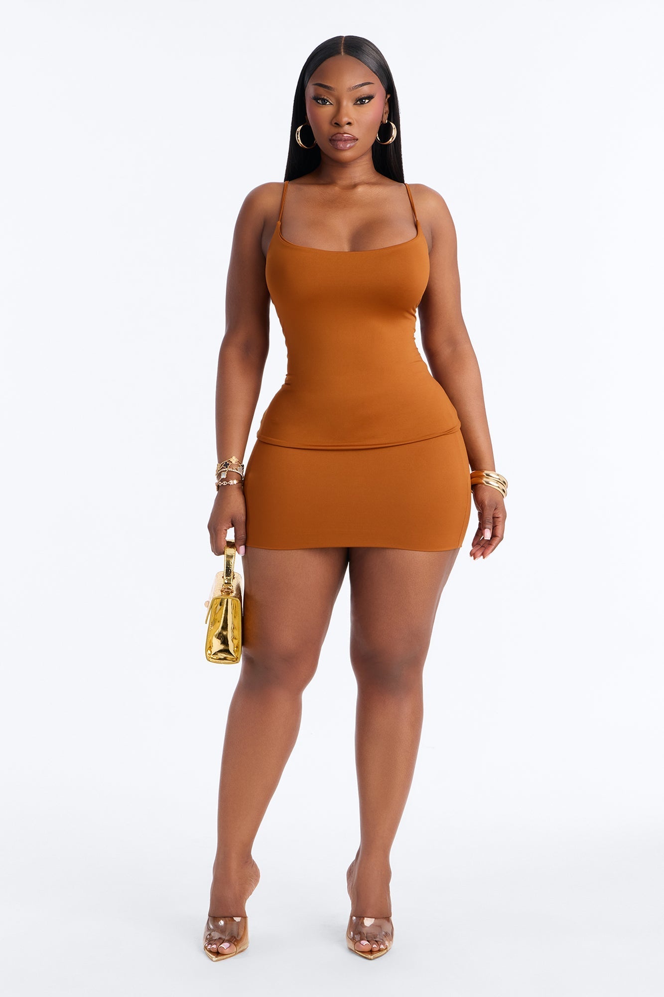 Contour Double Lined Cami Top - Copper NEWFASHIONEDGE
